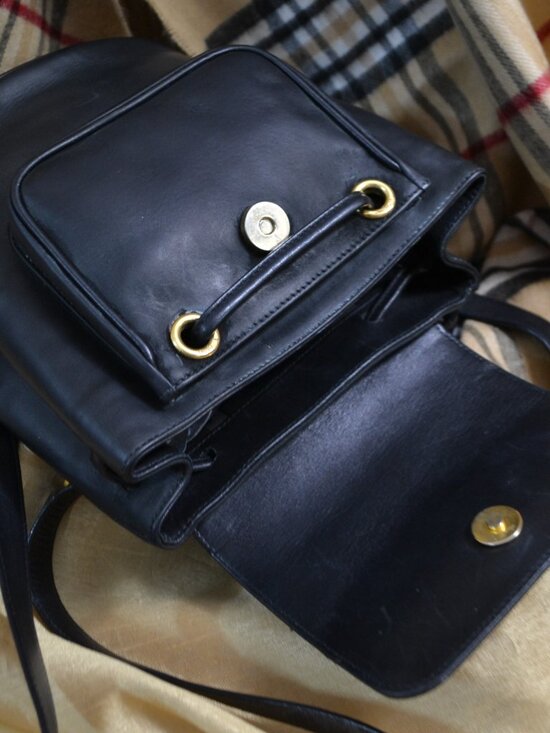 Salvatore Ferragamo Black Nubeck Calf Leather Backpack Gold Hardware Signed Bow main image 7